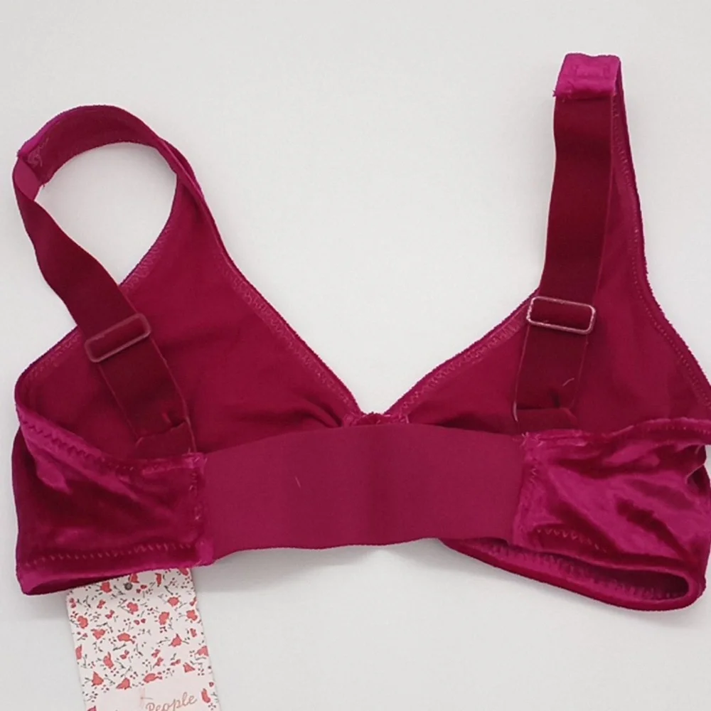 Free People Rhiannon Crushed Velvet Soft Bralette Fuschia Pink XS